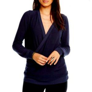 CHASER Cozy Knit L/S Surplice Pullover Navy XS
